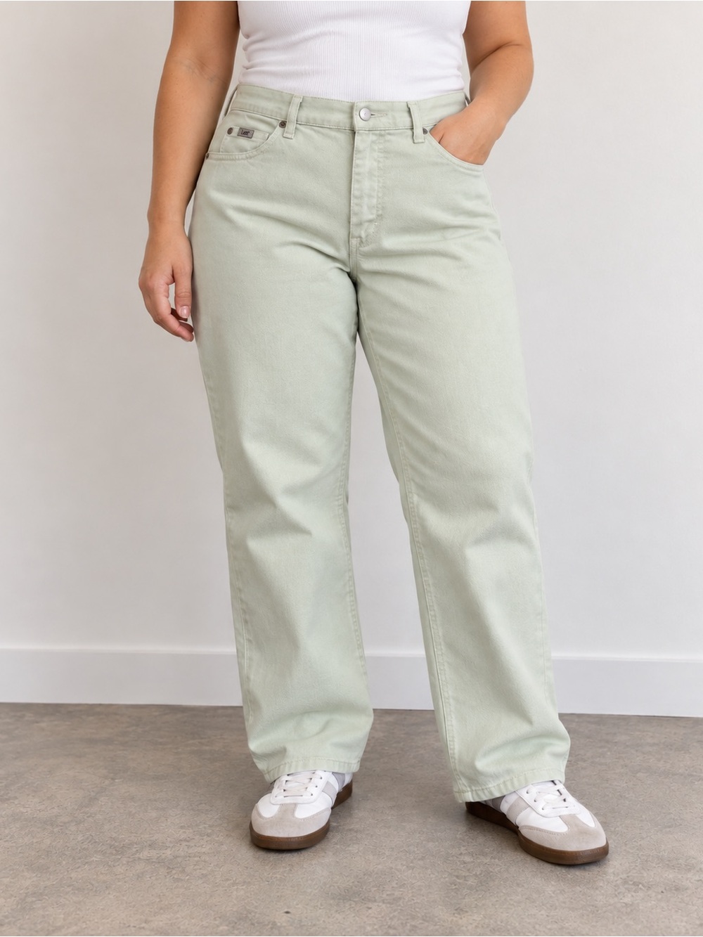 Lee Pale Mint Relaxed Straight Leg Pants Size 12 Petite